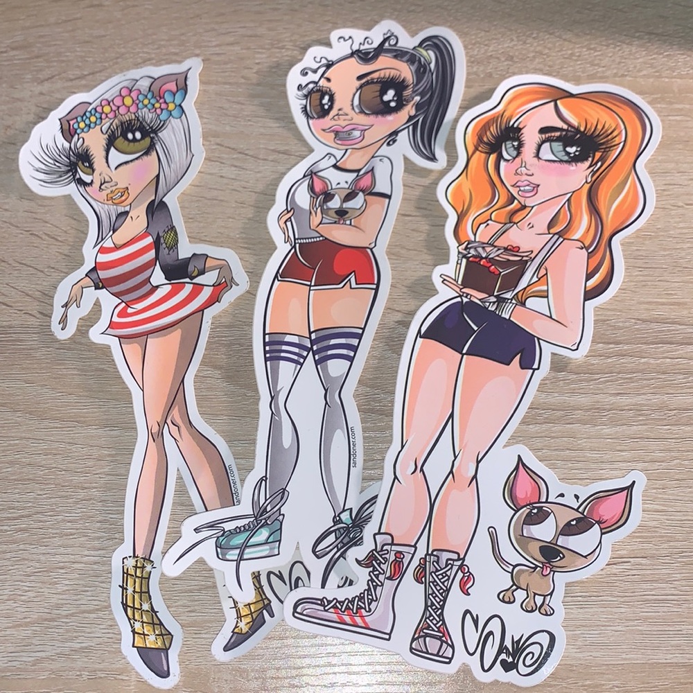 Large SandOne sticker bundle Boxy Wolfy Maria dolls